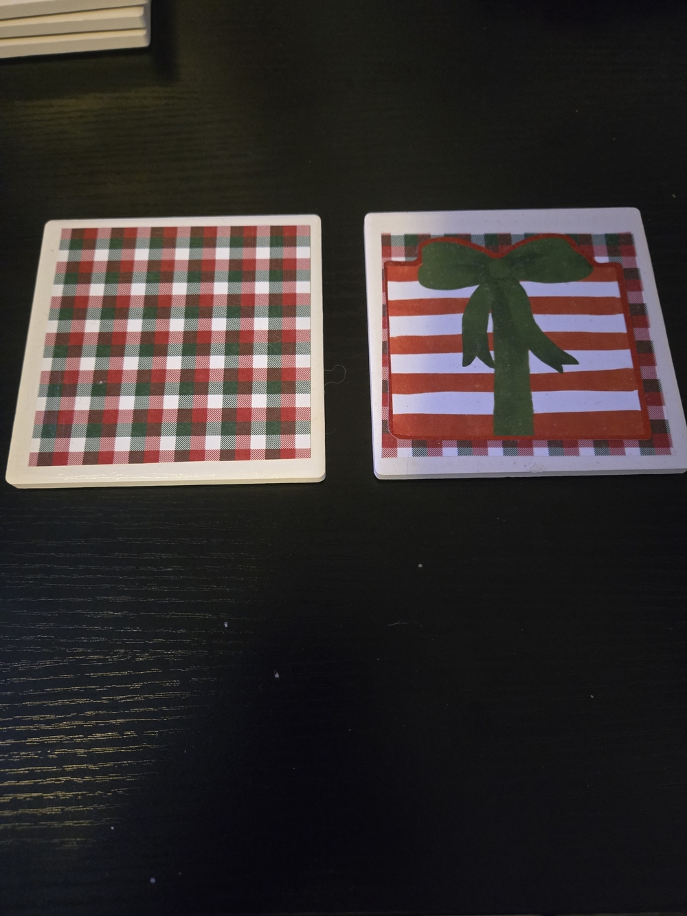 Source Unknown Red & Green Holiday Plaid Coaster Set